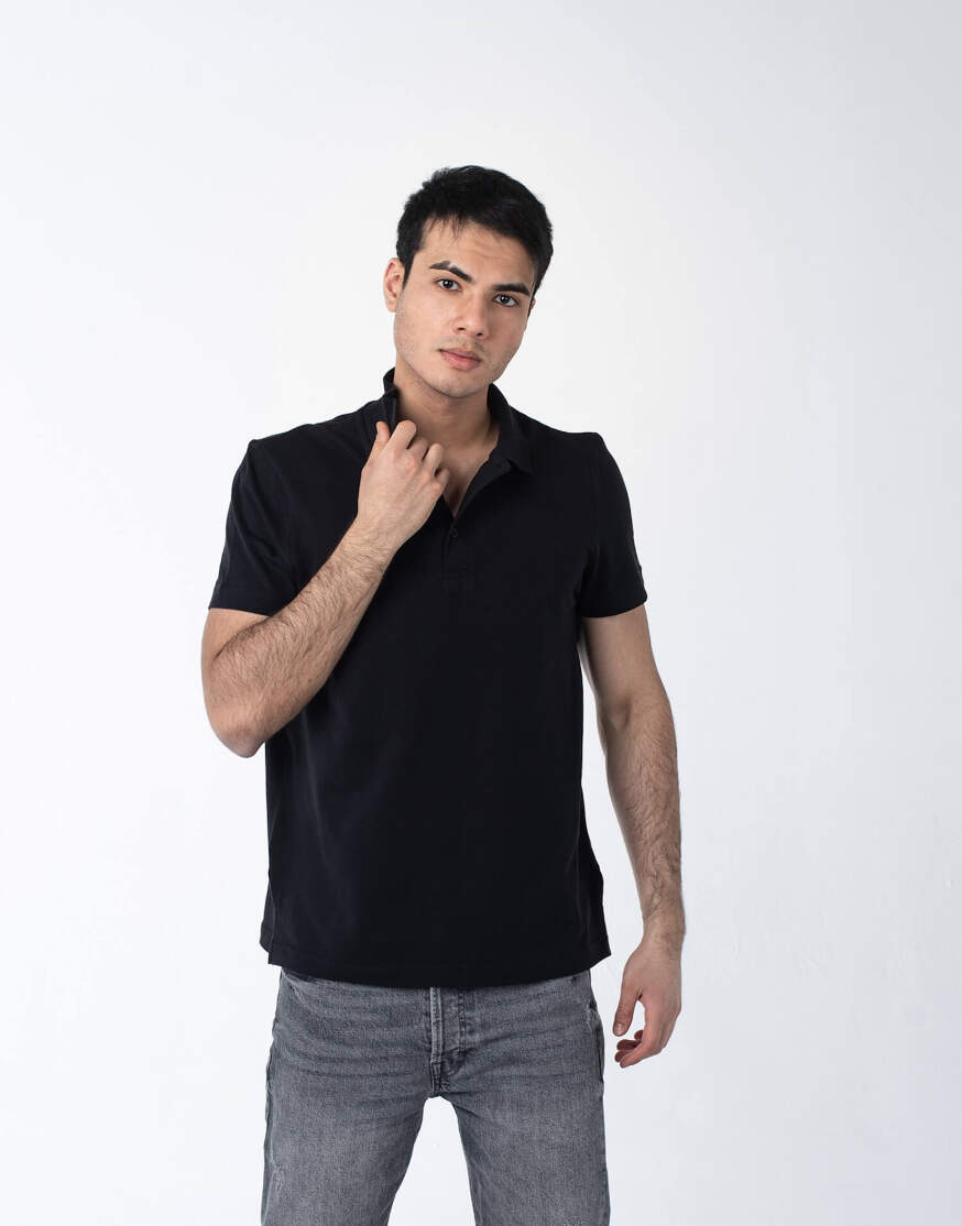 Чёрная рубашка ПОЛО мужская оптом