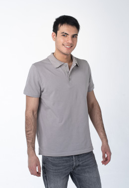 Мужская рубашка ПОЛО с эластаном серый меланж Мужская рубашка ПОЛО с эластаном серый меланж
