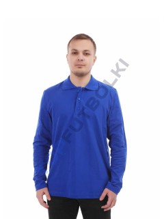 Синяя рубашка ПОЛО с длинным рукавом мужская